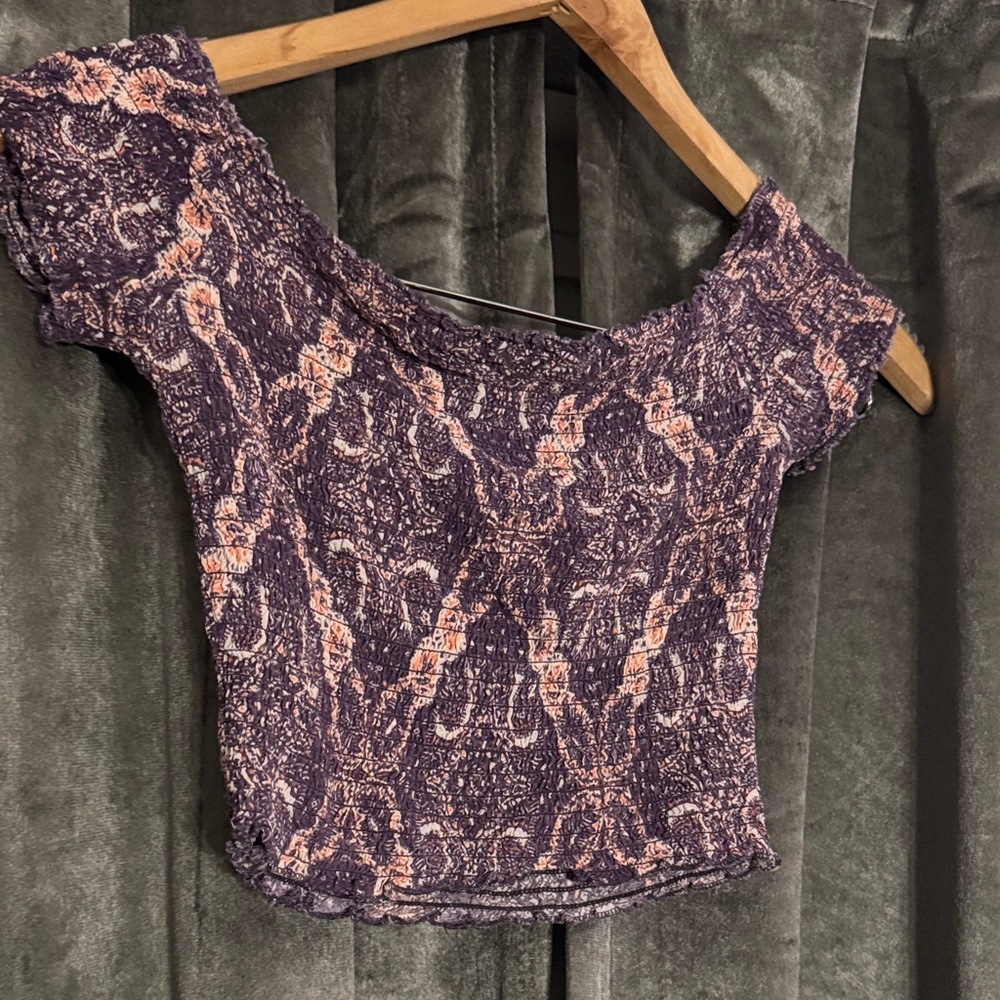 Kendall & Kylie Purple and Pink Patterned Crop Top